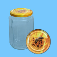 Neutrales 1000 g - Honigglas, sechseckig, mit TO-Deckel...