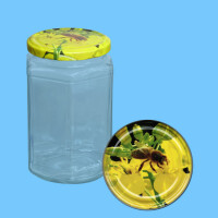 Neutrales 1000 g - Honigglas, sechseckig, mit TO-Deckel...