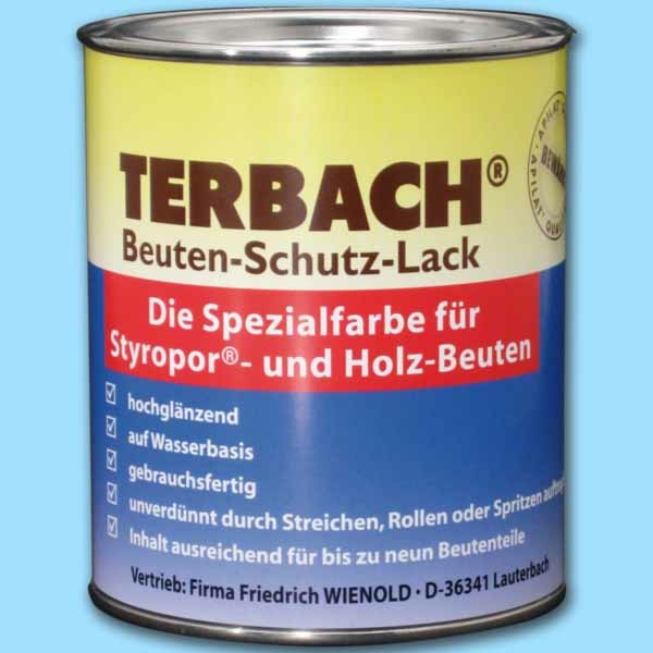 Der TERBACH®-Beutenschutzlack überzeugt mit hochglänzender Oberfläche und zuverlässigem Schutz für Holz- und Kunststoffbeuten. Die 700 ml-Dose ist ergiebig und leicht aufzutragen.