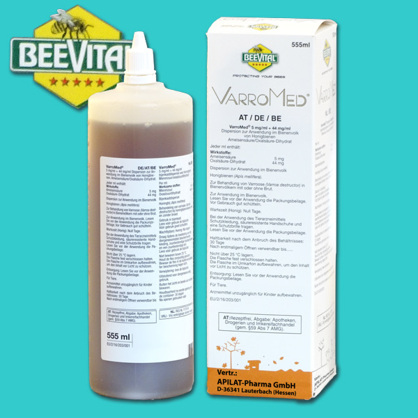 VarroMed (555 ml) ist eine gebrauchsfertige Dispersionslösung, die speziell zur Bekämpfung der Varroose entwickelt wurde. Mit natürlichen Wirkstoffen wie Oxalsäure und Ameisensäure ist es eine effektive und sichere Wahl für Imker, die ihre Bienenvölker vor der Varroamilbe schützen möchten.
