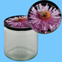 Dieses neutrale 500 g Honigglas mit TO-Metall-Deckel...