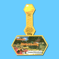 Das Honigglas mit Steg-Etiketten...