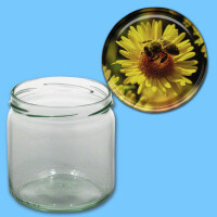 Neutrales Honigglas 500 g, rund, mit TO-Metall-Deckel...