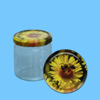 Neutrales Honigglas 500 g, rund, mit TO-Metall-Deckel...