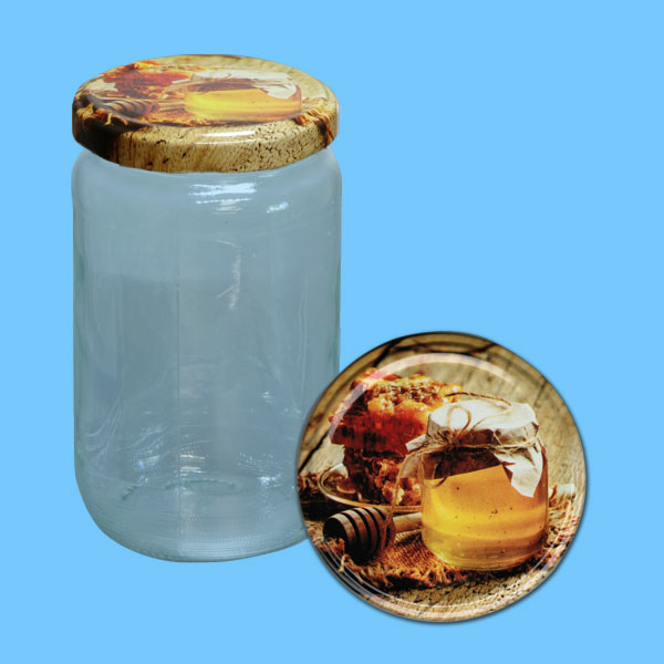 Neutrales 1000g - Honigglas, rund, mit TO-Deckel -Glas mit Honig-, 82 mm Ø