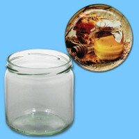 Neutrales Honigglas 500 g, rund, mit TO-Metall-Deckel...