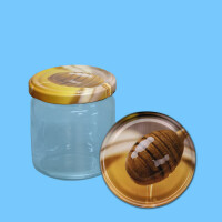 Neutrales Honigglas 500 g, rund, mit TO-Metall-Deckel -Honignehmer mit Honig-, 82 mm Ø, je 600 Stck