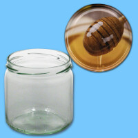 Neutrales Honigglas 500 g, rund, mit TO-Metall-Deckel -Honignehmer mit Honig-, 82 mm Ø