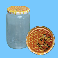 Neutrales 1000g - Honigglas, rund, mit TO-Deckel -Bienen...
