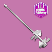 Rührpropeller aus Edelstahl mit zwei festen, gegenläufigen Flügeln. Ideal für die professionelle Honigrührung und Verarbeitung.