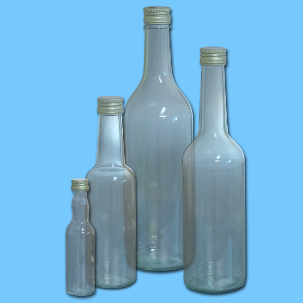 250 bis 750 ml - Geradhalsflasche mit Alu-Schraubdeckel, gold